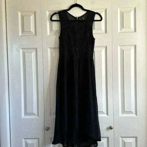 Divided H&M | Black Embroidered Sheer | High/Low Hem | size S